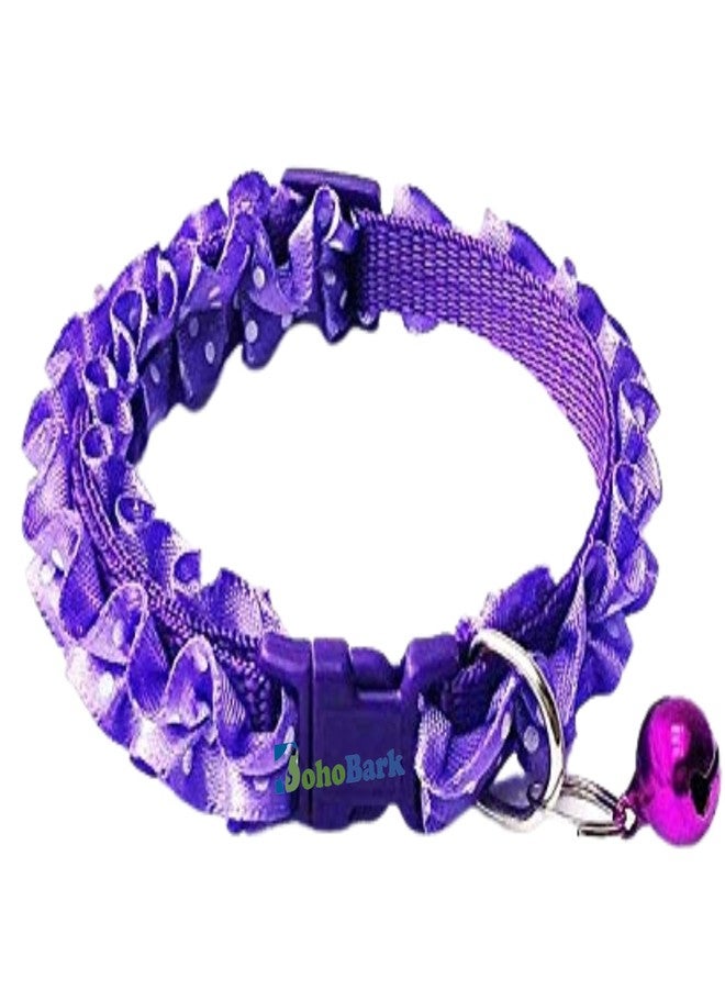 BohoBark Sweet Flower Design Dog Collars Puppy Necklace with Bell Charm for Small Dogs -Purple - Image 1
